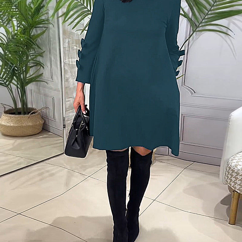 Yen™ Rochie casual până la genunchi cu mâneci lungi