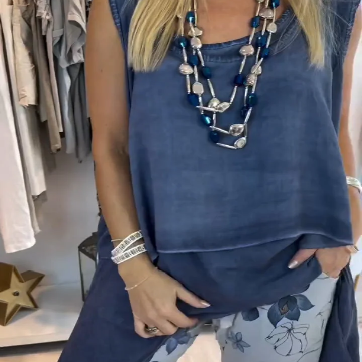 Mira™ Top casual fără mâneci din bumbac și in