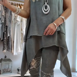 Mira™ Top casual fără mâneci din bumbac și in