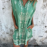 Noemi™ Rochie Relaxată din Bumbac și In