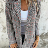 Gabriela™ Jachetă casual în carouri cu rever