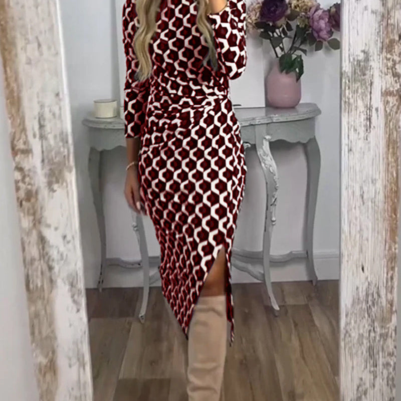Marina’s Elegance™ Rochie cu fanta și imprimeu cu solzi de pește