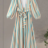 Diana - Elegant Stripped Backless Maxi Dress